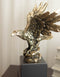 Ebros Majestic Bald Eagle W/ Open Wings On Rock Gold Electroplated Resin Statue 11.5"H