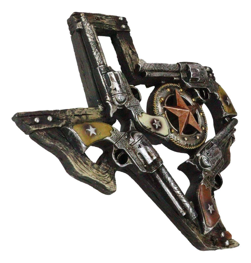 Rustic Western Lone Star Texas State Map Triple Cowboy Revolver Guns Wall Decor
