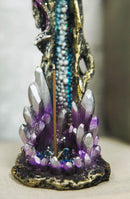 Ebros Purple Dragon On Crystal Rock Quarry Incense Burner Tower Figurine 10.5" H