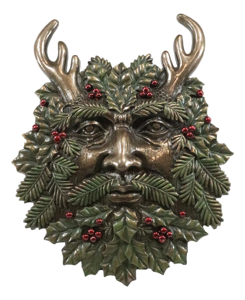 Ebros Horned God Winter Season Greenman Pan Wall Plaque 7"L Vegetative Deity