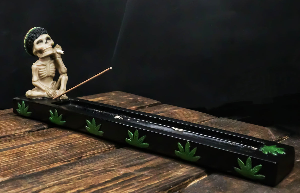 Good Vibes Day of The Dead Reggae Rasta Skeleton Smoking Stash Incense Burner