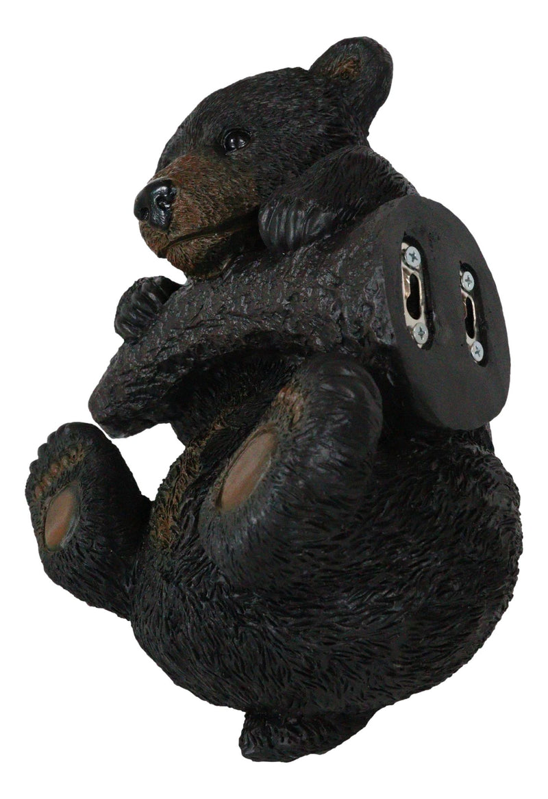 Rustic Western Forest Black Bear Cub Hanging On Branch Wall Or Tree Bark Decor