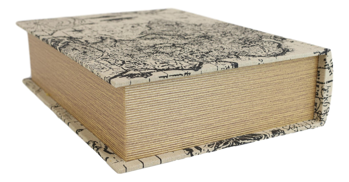 Set Of 3 Old World Nautical Sailor World Map Atlas Decorative Wooden Book Boxes