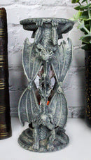 Guardian Gargoyle Dragons On Gothic Tower Pedestal Pillars Sand Timer Figurine