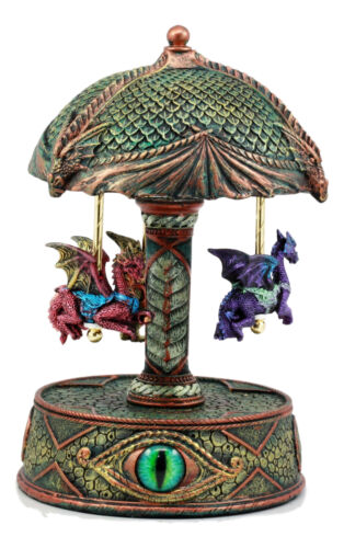 Ebros Eye Of Pandora Three Colorful Flying Dragons Clockwork Musical Carousel Statue