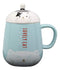 Ebros Lovely Cat Paw Prints With Tuxedo Cat Lid Blue Ceramic Coffee Tea Mug Drink Cup With Striped Cat Tail Spoon 15oz Animal Pets Cats Kittens