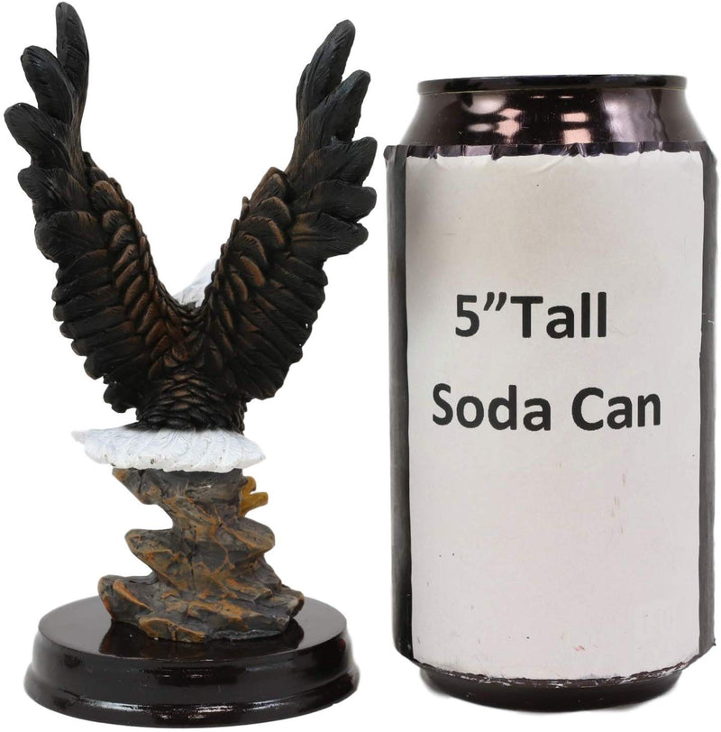 Ebros American Pride Swooping Bald Eagle with Spread Out Wings by Rocky Cliff Statue On Black Trophy Base 5.25" Tall USA Patriotic National Emblem Independence Day American Home Decor Figurine