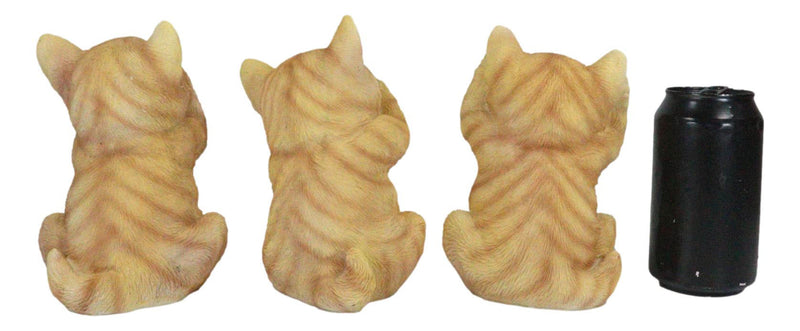 Three Wise Kittens See Hear Speak No Evil Tabby Cats Statue Set Animal Decor