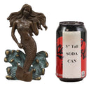 Ebros Solid Brass Metal Hand Painted Bronze Color Nautical Siren Mermaid Surfing Above Sea Waves Door Knocker 6.75" High Decorative Coastal Ocean Goddess Sculpture