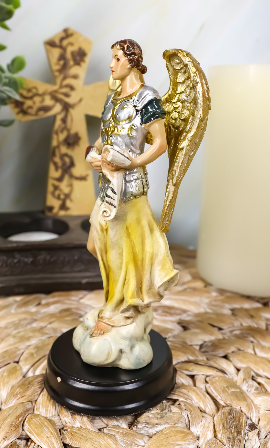 Archangel Gabriel Messenger Of God Holding Scroll Figurine Catholic Church Saint - Ebros Gift