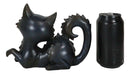 Wicca Witchcraft Mystical Curling Black Cat With Green Eyes Halloween Figurine