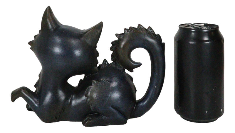 Wicca Witchcraft Mystical Curling Black Cat With Green Eyes Halloween Figurine