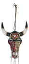 Rustic Western Star Colorful Texas Flag Floral Pattern Bull Cow Skull Wind Chime