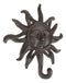 Pack Of 2 Cast Iron Western Rustic Belenos Sun God Shaped Wall Coat Hooks Decor
