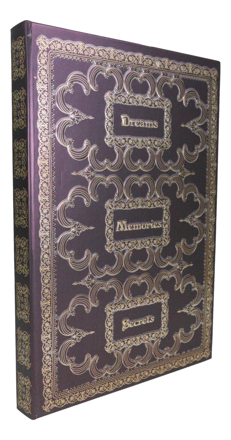 Dreams Memories Secrets Floral Scroll Art Embossed Blank Page Journal Book
