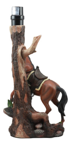 Ebros Light Fantastik Chestnut Brown Horse Stallion With Saddle Table Lamp With Shade