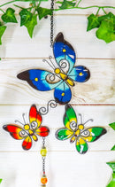 Ebros Wind Chime with Black Coated Gems Butterfly Hanging Garden Decoration