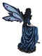 Large Iridescent Winged Peacock Train Blue Masquerade Fairy With Owl Statue