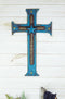 Large 21"H Rustic Wester Star Braided Ropes Turquoise Wood Layered Wall Cross