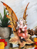 Fantasy Autumn Fall Forest Monk Fairy Fae Blowing Wish Bubbles Figurine