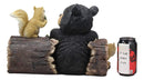 Ebros Large Honey Bee Black Bear & 2 Squirrel Besties By Tree Log Welcome Sign Statue