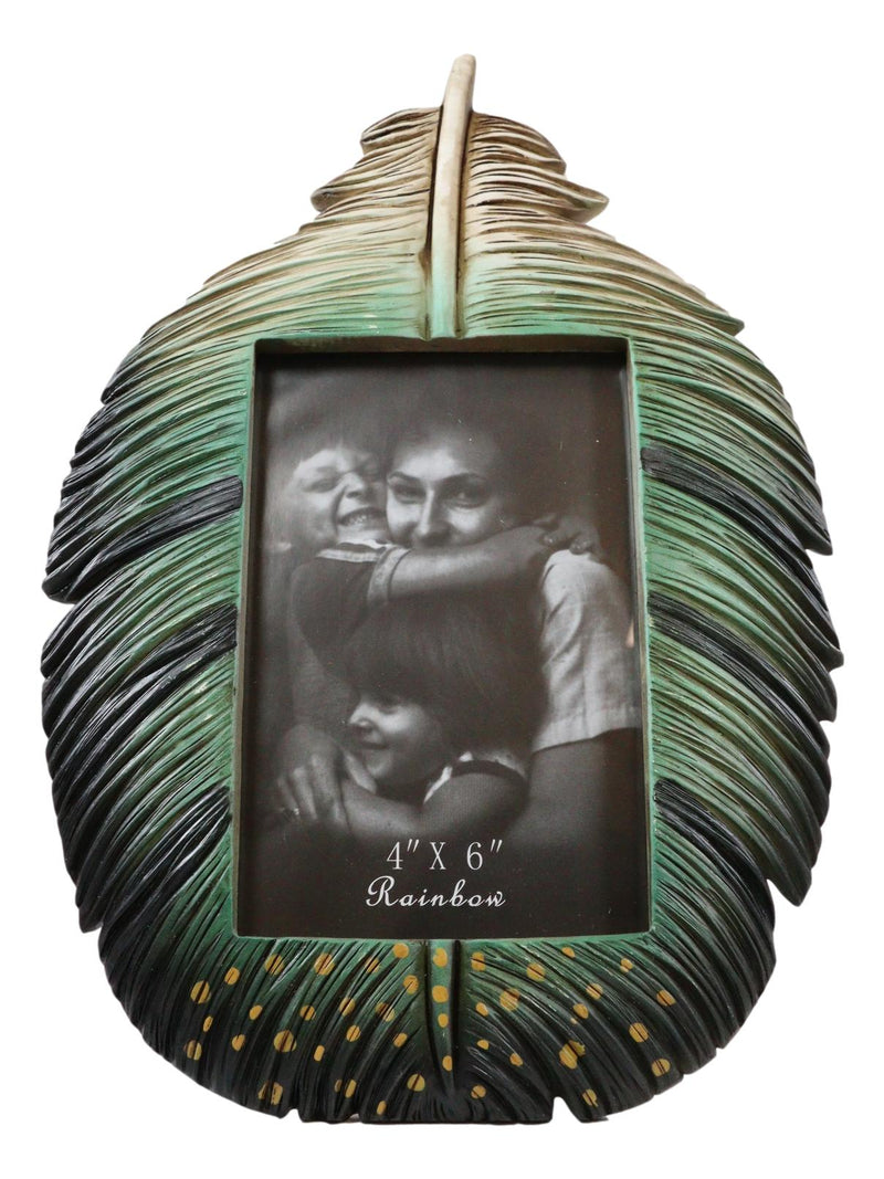 Green Southwestern Native Indian Butterfly Spotted Feather Picture Frame 4"X6"
