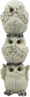 Ebros Stacked See Hear Speak No Evil Wise Acrobatic Fat Owls Figurine (White)