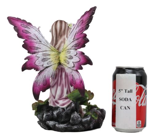 Mysterious Water Lagoon Purple Fairy With Hummingbird Statue 9"H Garden Fairies - Ebros Gift