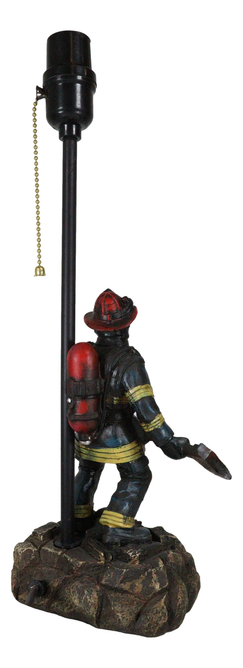 American Hero Fire Fighters Fireman In Full Gear And Axe Table Lamp With Shade