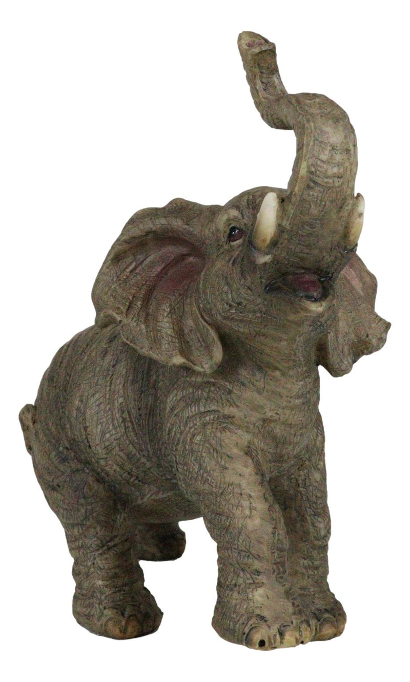 Safari Wildlife Adorable Male Tusked Elephant Trumpeting Collectible Figurine