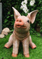 Large Country Farmhouse Adorable Realistic Animal Farm Babe Pig Sitting Statue