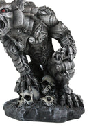 Steampunk Robotic Werewolf Crushing Skull Statue Lycan Cyborg Wolf Figurine