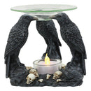 Ebros Skull Graveyard With Three Ravens Oil Warmer Statue Wax Tart Burner Aroma Scent