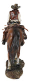 Western Desert Cowboy On Saddleback Riding Brown Stallion Horse Figurine