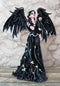 Ebros Gothic Raven Crow Angel in Black Floral Gown Statue 11.5" Tall Nene Thomas