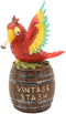 Vintage Barrell Parrot Scarlet Macaw Jewelry Trinket Secret Box 4.5"H