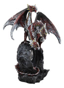 Ebros Gift 3 Headed Hydra Dragon Protecting Rune Crystal Decorative Figurine 9.75" Tall (Volcano Red and Silver Drake)