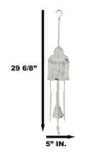 Whimsical Rustic White Bird Perching On Twig In Cage Aluminum Metal Wind Chime