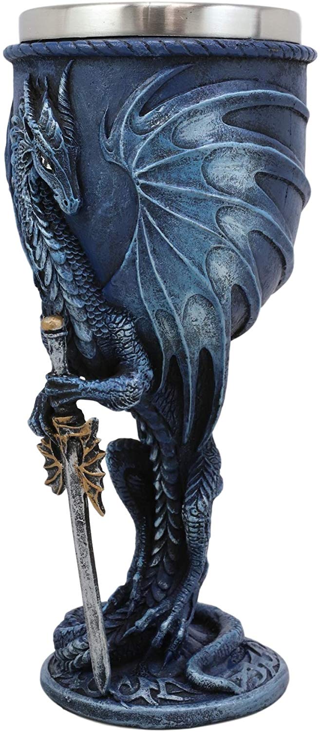 Ebros Ruth Thompson Dragon's Lair Sea Blade Drake 8oz Wine Goblet Chalice Cup