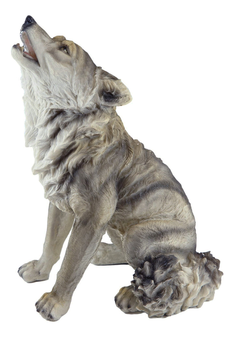 Tribal Pack Alpha Leader Akela Howling Gray Wolf Statue 14"H Spirit Wolves