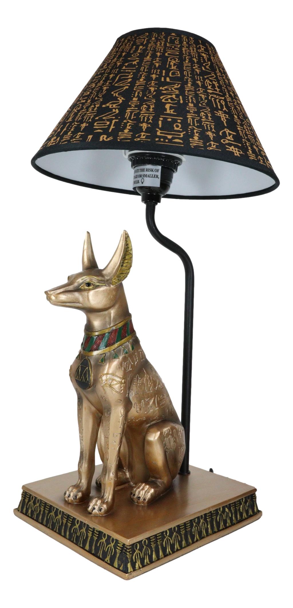 Bronzed Egyptian God Of Afterlife Death And Mummies Anubis Table Lamp Statue