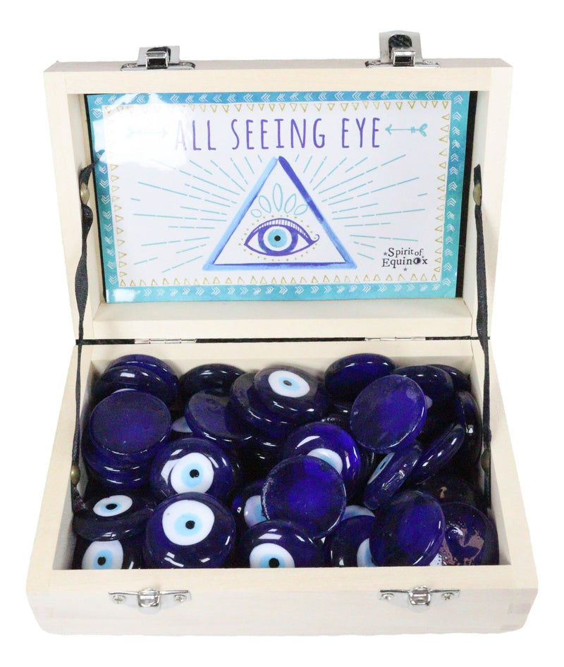 Ebros Illuminati Eye Of Providence Decorative Wooden Box W/ 48 Glass All Seeing Eyes