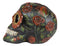 Gothic Day of The Dead Red Floral Roses With Green Foliage Skull Figurine