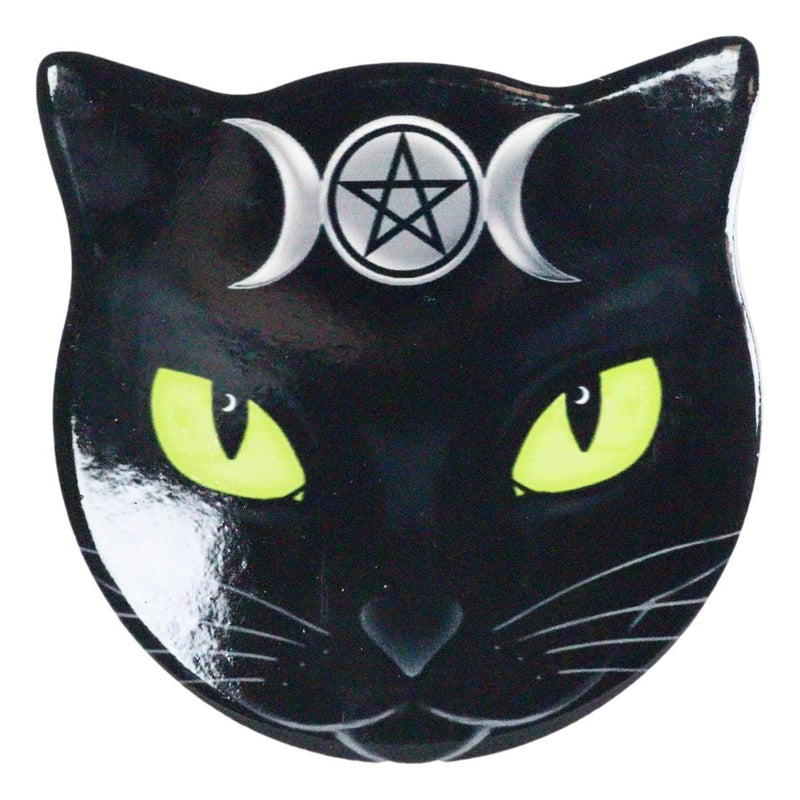 Ebros Wicca Black Cat Face Triple Moon Goddess Cork Backed Ceramic Coasters 4pcs