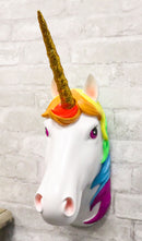 Fantasia Rainbow Mane Unicorn With Golden Horn 3D Wall Head Mount Decor Plaque