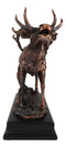 Large Wapiti Bull Elk Deer Rustic Bronze Plated Finish Statue With Trophy Base