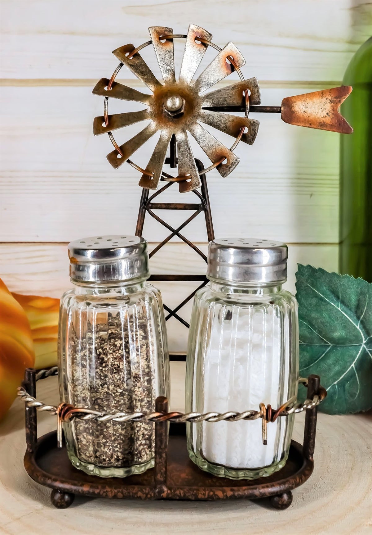 Ebros 6.5"H Rustic Country Farm Windmill Outpost Salt And Pepper Shakers Set - Ebros Gift