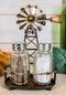 Ebros 6.5"H Rustic Country Farm Windmill Outpost Salt And Pepper Shakers Set