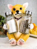 Ebros Teacup Tan Chihuahua Puppy Salt And Pepper Shakers Holder Figurine Set 6.25"H