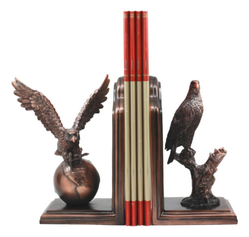 Wings of Glory American Bald Eagle Bookends Pair Bronze Electroplated Figurine